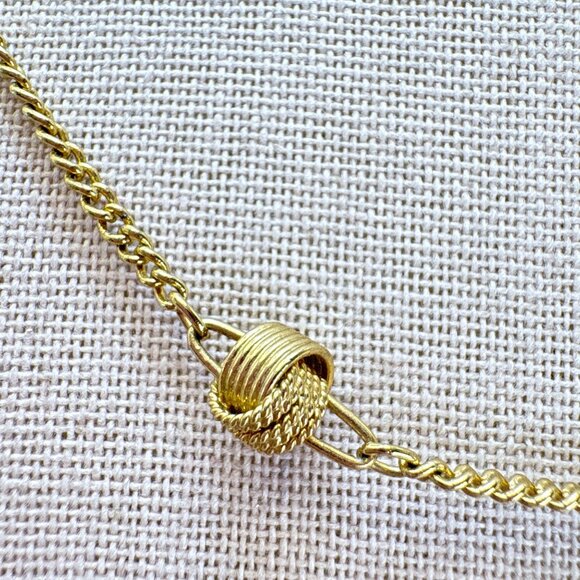 VTG Gold Tone Interlocking Knot Chain Station Necklace Size 17" Length - Picture 5 of 10
